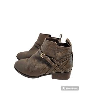 Cole Haan Women's Size 6B Pearlie Brown Leather Side Zip Block Heel Ankle...